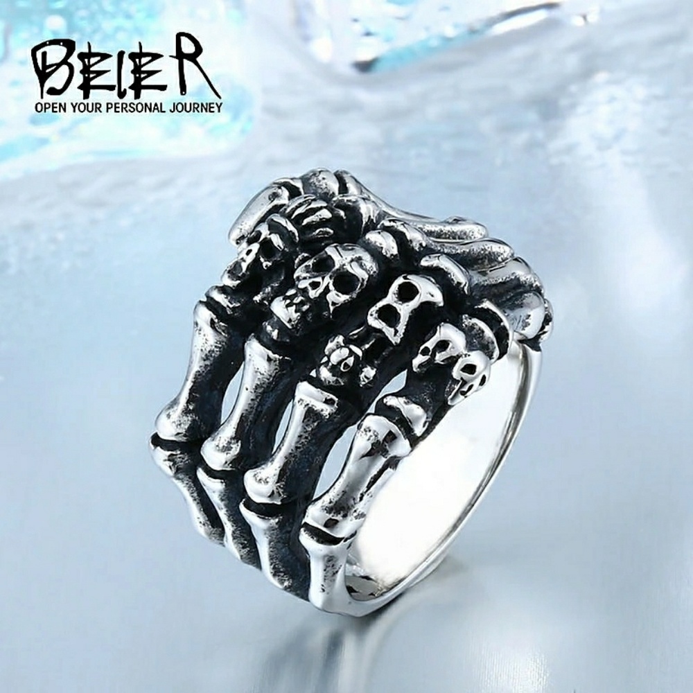 Skull collection ring hand punk design size 8/12